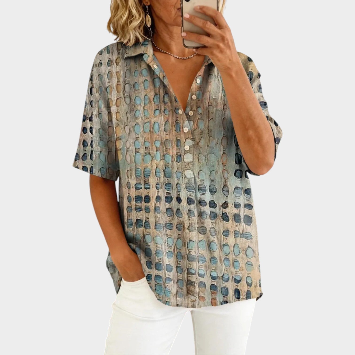 ✨✨LAST DAY SAVE 49% ⏰Abstract Print Button-Up Blouse